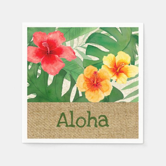 ルアナウォーターカラートロピカルビビビビッドフローラ スタンダードカクテルナプキン (正面)