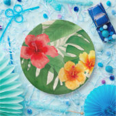 ルアナウォーターカラートロピカルビビビビッドフローラ ペーパープレート (パーティー)