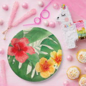 ルアナウォーターカラートロピカルビビビビッドフローラ ペーパープレート (パーティー)