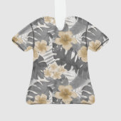 ルアナ水彩熱帯フローラアロハシャツ – グレー オーナメント (裏面)