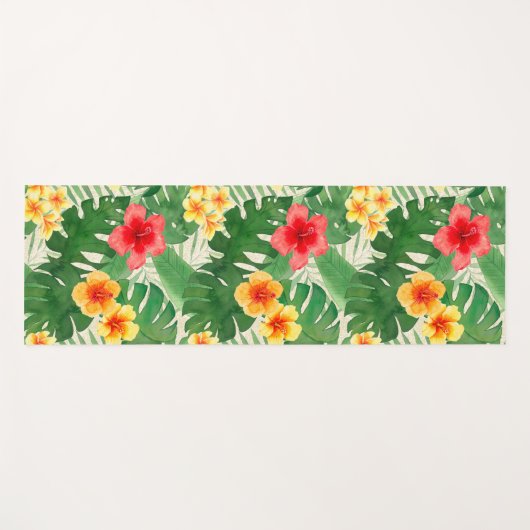 ルアナ水彩熱帯鮮やかなフローラリバーシブル ヨガマット (正面(横))