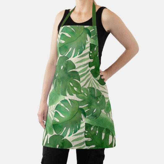 ルアナ水彩熱帯鮮やかな葉 エプロン (インサイチュ)