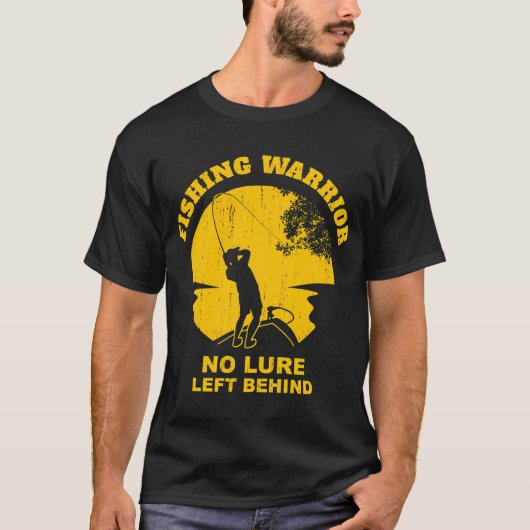 ルアーを置き去りにしない釣り戦士 笑える釣り Tシャツ (正面)
