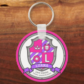ルアーナ文字L名ピンクリオンクレストの意味 キーホルダー (正面)