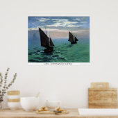 ルアーブル – クロード・モネの魚釣りボートを出る ポスター (キッチン)