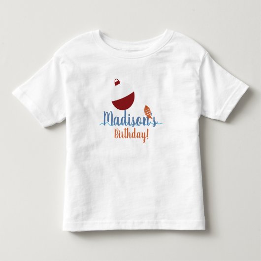 ルアー釣りで1歳の誕生日パーティーの名前 トドラーTシャツ (正面)