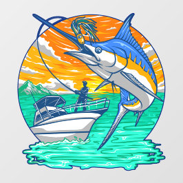 ルアー釣り人チャーターを取るマーリン魚 ウィンドウサイン