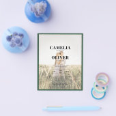 ルアG エメラルドグリーン 写真オーバーレイ ウェディング 招待状 チラシ (シングル)