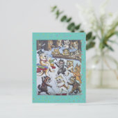 ルイおもしろいスカラフル・ウィンの漫画クリスマスの猫 シーズンポストカード (スタンド正面)