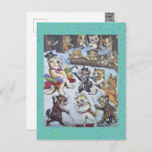 ルイおもしろいスカラフル・ウィンの漫画クリスマスの猫 シーズンポストカード (正面/裏面)