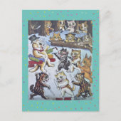 ルイおもしろいスカラフル・ウィンの漫画クリスマスの猫 シーズンポストカード (正面)