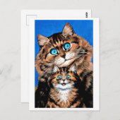 ルイおもしろいワーイン、ネコと子猫 ポストカード (正面/裏面)