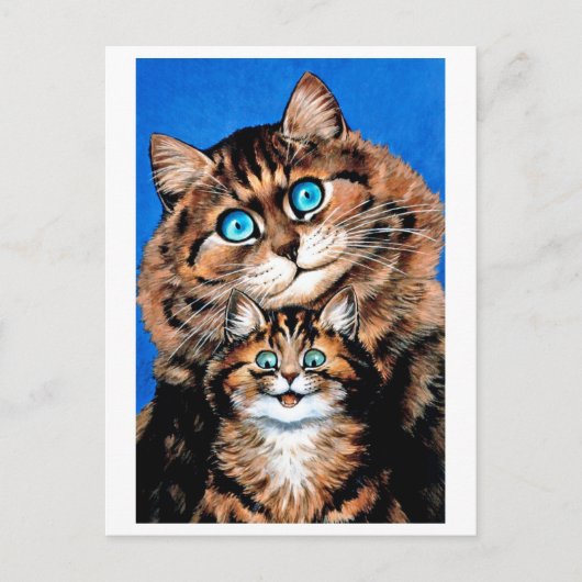 ルイおもしろいワーイン、ネコと子猫 ポストカード (正面)