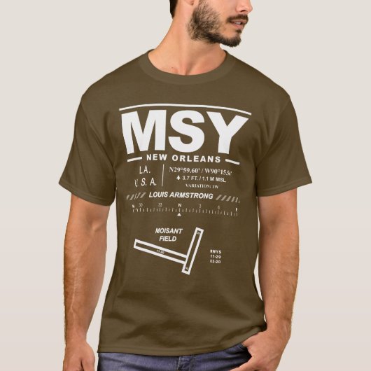 ルイアームストロングニューオーリンズインエアポートMSY Tシャツ (正面)