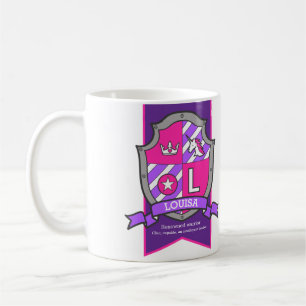 ルイサの名前は騎士の紫のピンク文字Lを意味する コーヒーマグカップ