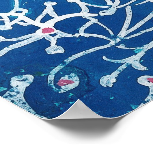 ルイサイケデリックワーインブルー絵を描キャットヴィンテージ ポスター (角)