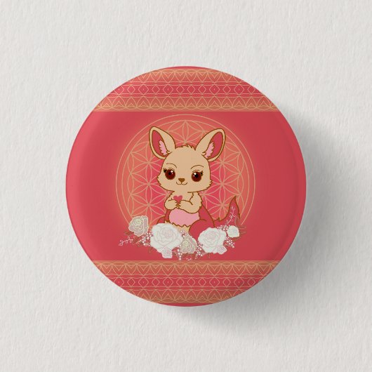 ルイザ・カンガルーのかわいいデザイン 缶バッジ (正面)
