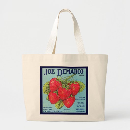 ルイジアナのいちごの木枠のラベル-バッグ ラージトートバッグ (正面)