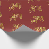 ルイジアナのケージャンのクリスマスの金ゴールドのプリントのギフト用包装紙 ラッピングペーパー (角)