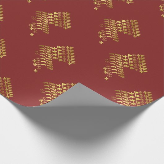 ルイジアナのケージャンのクリスマスの金ゴールドのプリントのギフト用包装紙 ラッピングペーパー (角)