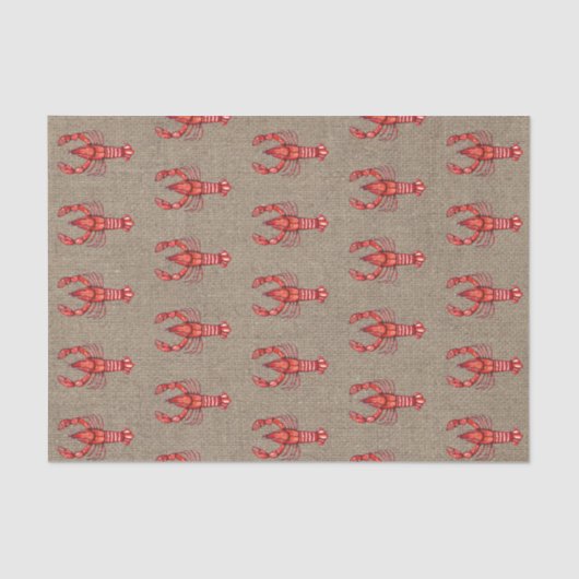 ルイジアナのケージャンの水彩画のCrawfishののどのバーラップ 薄葉紙 (正面)