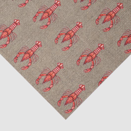 ルイジアナのケージャンの水彩画のCrawfishののどのバーラップ 薄葉紙 (詳細)