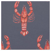 ルイジアナのケージャンの水彩画のCrawfish及び濃紺 ファブリック (クローズアップ)