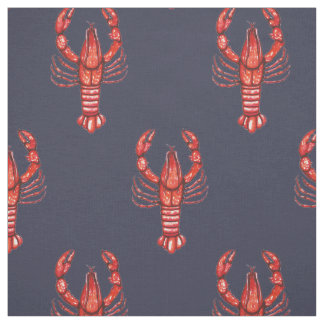 ルイジアナのケージャンの水彩画のCrawfish及び濃紺 ファブリック