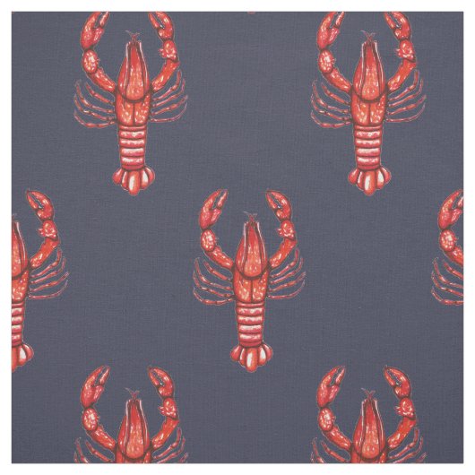 ルイジアナのケージャンの水彩画のCrawfish及び濃紺 ファブリック (見本)