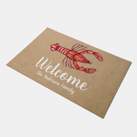 ルイジアナのケージャンのCrawfishのパーソナライズな歓迎 ドアマット (アングル)