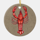 ルイジアナのケージャンのCrawfish及びバーラップの姓 セラミックオーナメント (正面)