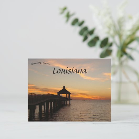 ルイジアナのサンセットとガゼボ ポストカード (スタンド正面)