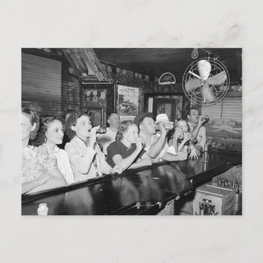 ルイジアナのバーで飲む人々 1938年 ポストカード (正面)