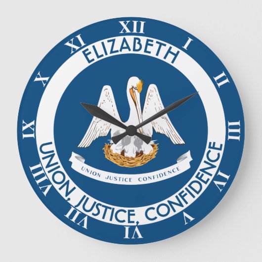 ルイジアナのペリカンの州のパーソナライズな旗 ラージ壁時計 (正面)