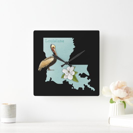 ルイジアナのペリカンの州の地図の柱時計 スクエア壁時計 (ホーム)