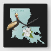 ルイジアナのペリカンの州の地図の柱時計 スクエア壁時計 (正面)