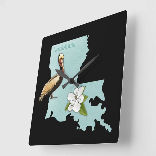 ルイジアナのペリカンの州の地図の柱時計 スクエア壁時計 (傾斜)