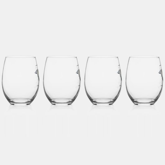 ルイジアナのペリカンの茎のないワイングラス – 4セット ステムなしワイングラス (右)