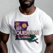 ルイジアナのレトロな旅行アイコン グラフィック Tシャツ