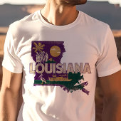 ルイジアナのレトロな旅行アイコン グラフィック Tシャツ