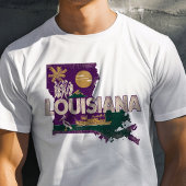 ルイジアナのレトロな旅行アイコン グラフィック Tシャツ