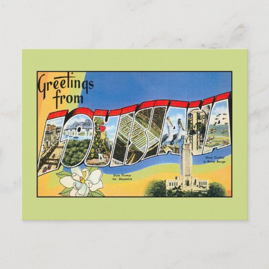 ルイジアナのヴィンテージ挨拶 ポストカード (正面)