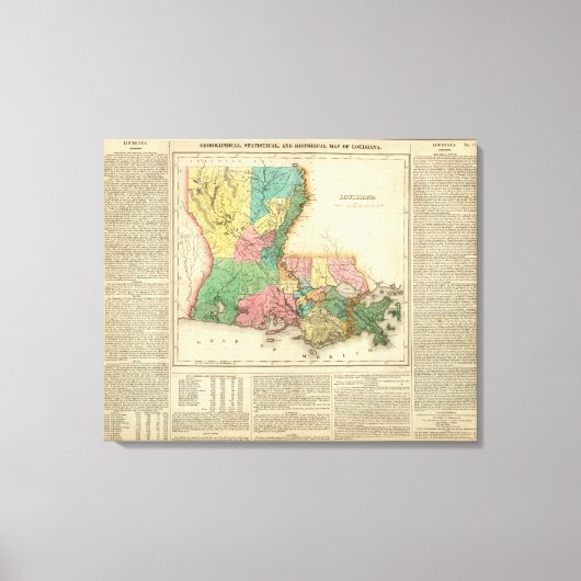 ルイジアナの地図 キャンバスプリント (正面)