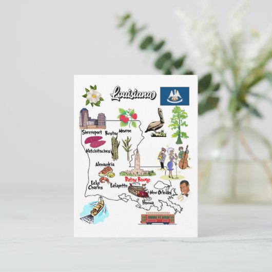 ルイジアナの地図 ポストカード (スタンド正面)