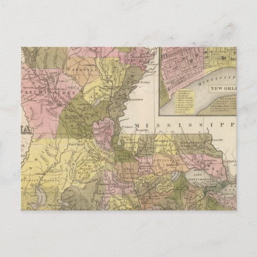 ルイジアナの新しい地図 ポストカード (正面)