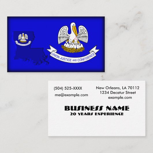 ルイジアナの旗地図の名刺 名刺 (正面/裏面)