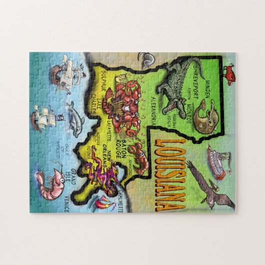 ルイジアナの漫画の地図のパズル ジグソーパズル (横)