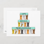 ルイジアナの猫たちのハッピーバースデー ポストカード (正面/裏面)