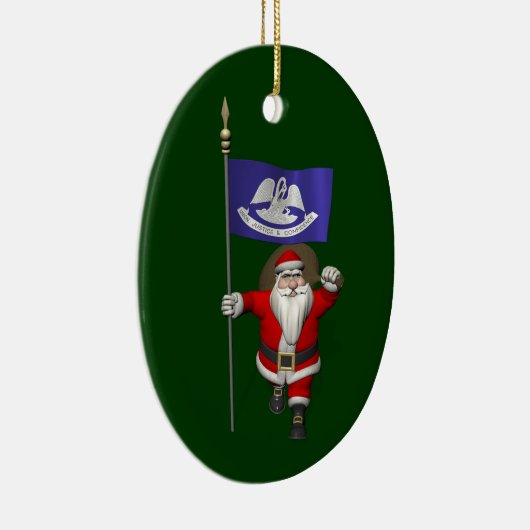 ルイジアナの看板があるサンタクロース セラミックオーナメント (右)