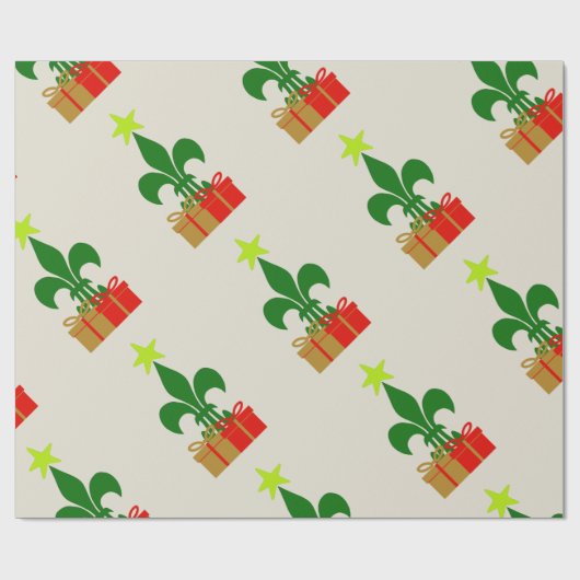 ルイジアナの（紋章の）フラ・ダ・リのケージャンのクリスマスツリー及びギフト ラッピングペーパー (フラット)